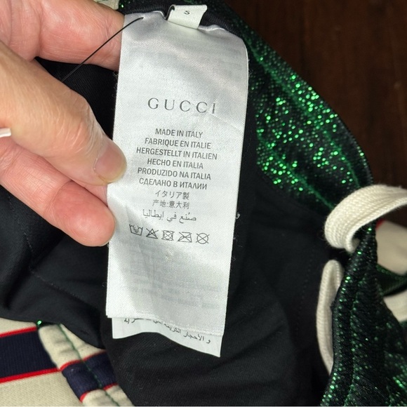 Gucci Shiny Green Web Accent Men’s Cropped Joggers Small - Picture 6 of 14